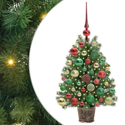 vidaXL Umestno božično drevo med 150 LED Zelena 75 cm PE in PVC