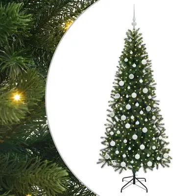vidaXL Umestno božično drevo med 300 LED Zelena 180 cm PE in PVC