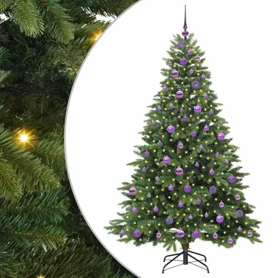 vidaXL Umestno božično drevo med 300 LED Zelena 180 cm PE in PVC