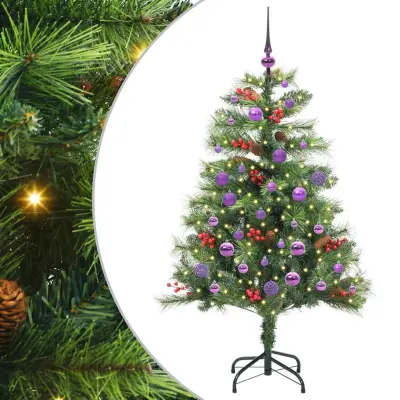 vidaXL Umestno božično drevo z LED lučmi Zelena 150 cm PVC in kovina