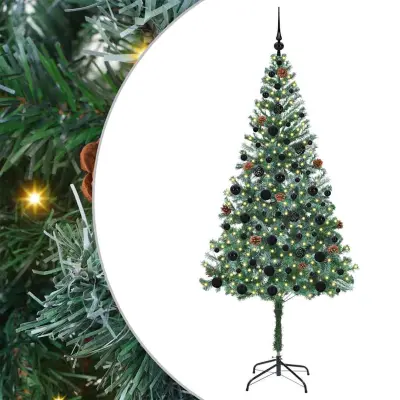vidaXL Umestno božično drevo med 300 LED Zelena 180 cm PVC in Jeklo