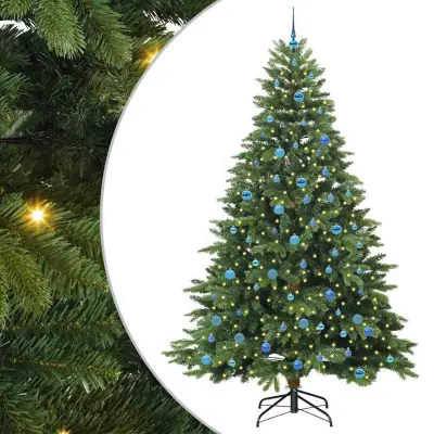vidaXL Umestno božično drevo med 300 LED Zelena 240 cm PE in PVC