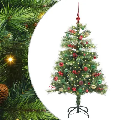 vidaXL Umestno božično drevo z LED lučmi Zelena 150 cm PVC in kovina