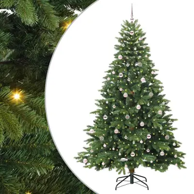 vidaXL Umestno božično drevo med 300 LED Zelena 240 cm PE in PVC