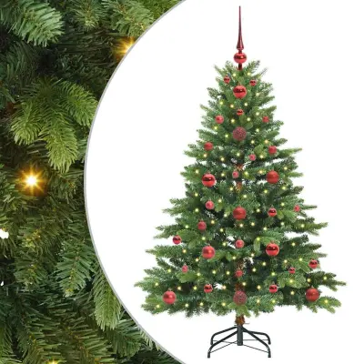 vidaXL Umestno božično drevo med 150 LED Zelena 120 cm PE in PVC