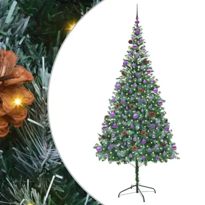 vidaXL Umestno božično drevo med 300 LED Zelena 210 cm PVC in Jeklo