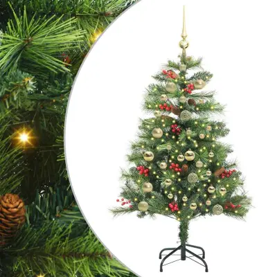 vidaXL Umestno božično drevo z LED lučmi Zelena 150 cm PVC in kovina