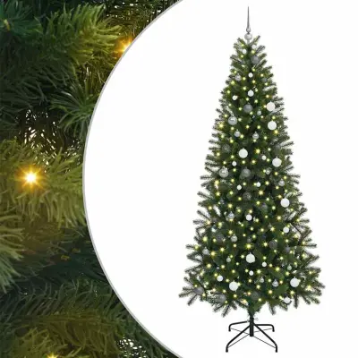 vidaXL Umestno božično drevo med 300 LED Zelena 240 cm PE in PVC