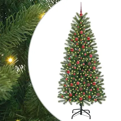 vidaXL Umestno božično drevo med 300 LED Zelena 180 cm PE in PVC