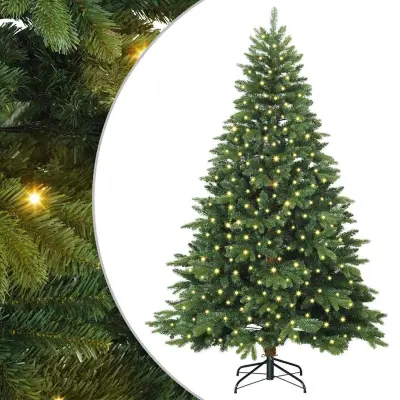 vidaXL Umestno božično drevo med 300 LED Zelena 240 cm PE in PVC