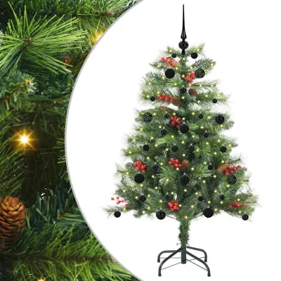 vidaXL Umestno božično drevo z LED lučmi Zelena 150 cm PVC in kovina
