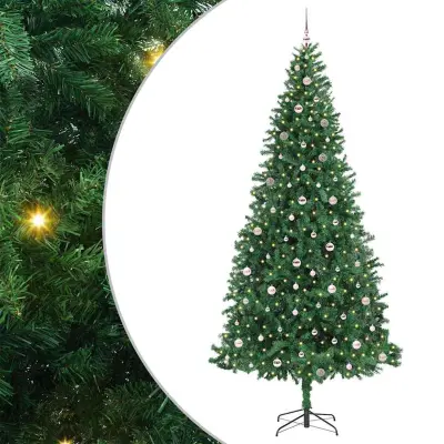 vidaXL Umestno božično drevo Zelena 300 cm PVC in kovina in plastika