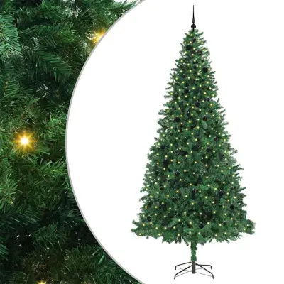 vidaXL Umestno božično drevo Zelena 300 cm PVC in kovina in plastika