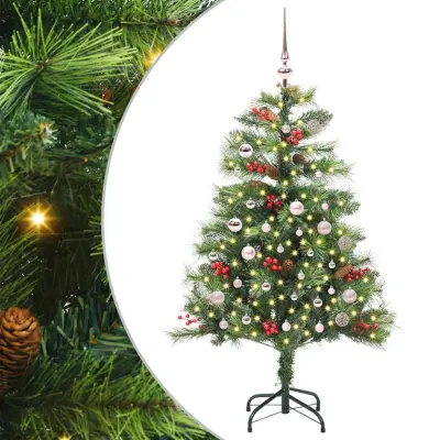 vidaXL Umestno božično drevo z LED lučmi Zelena 150 cm PVC in kovina