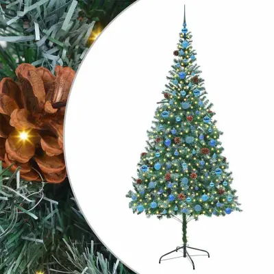 vidaXL Umestno božično drevo med 300 LED Zelena 210 cm PVC in Jeklo