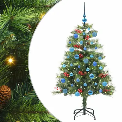 vidaXL Umestno božično drevo z LED lučmi Zelena 150 cm PVC in kovina