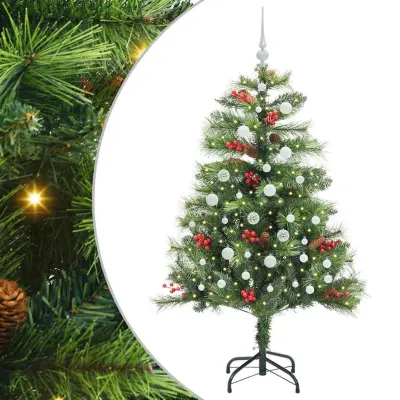 vidaXL Umestno božično drevo z LED lučmi Zelena 150 cm PVC in kovina