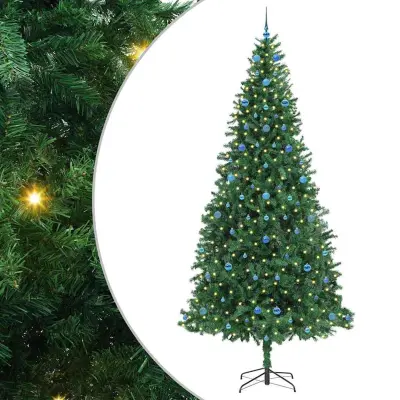 vidaXL Umestno božično drevo Zelena 300 cm PVC in kovina in plastika