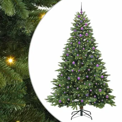 vidaXL Umestno božično drevo med 300 LED Zelena 240 cm PE in PVC