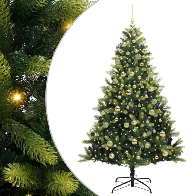 vidaXL Umetno zložljivo božično drevo 300 LED Zelena 180 cm PVC in PE