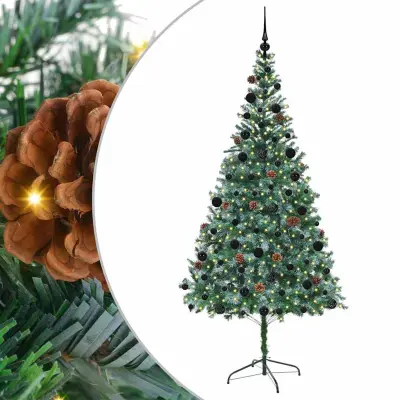 vidaXL Umestno božično drevo med 300 LED Zelena 210 cm PVC in Jeklo