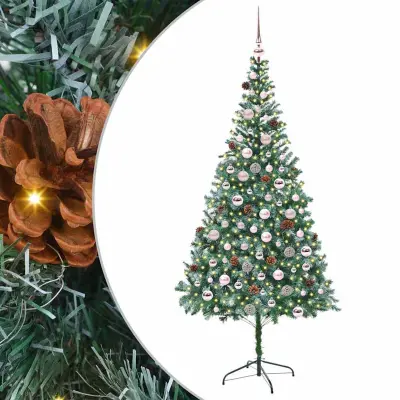 vidaXL Umestno božično drevo med 300 LED Zelena 210 cm PVC in Jeklo