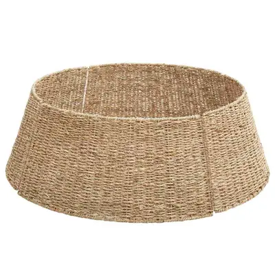 vidaXL Ovratnik za božično drevo Rjava 75 x 75 x 25 cm Morska trava