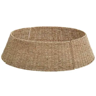 vidaXL Ovratnik za božično drevo Rjava 105 x 105 x 28 cm Morska trava