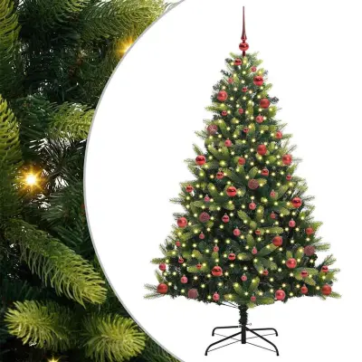 vidaXL Umreteljeni božični drevesec s 300 LED diodami Zelena 180 cm