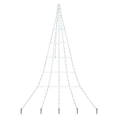 vidaXL LED božično drevesce med 168 LED Hladno bela 306 cm Kovina