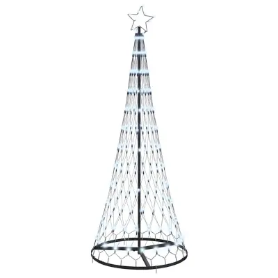 vidaXL LED božično drevesce Hladno bela 71 x 71 x 184.5 cm Kovina