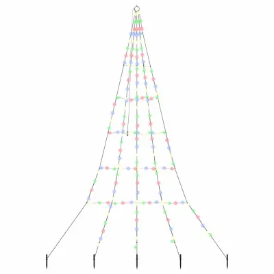 vidaXL LED božično drevesce med 168 LED večbarvno 306 cm Kovina