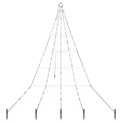 vidaXL LED božično drevesce med 112 LED Hladno bela 182 cm Kovina