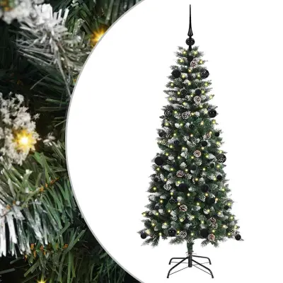 vidaXL Umestno božično drevo med 150 LED Zelena 66 x 66 x 150 cm