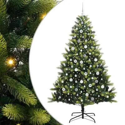 vidaXL Umretni zložljiv božični drevesec 300 LED Zelena 210 cm