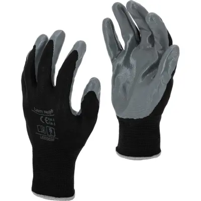 ROKAVICE NITRIL ČRNO-SIVE 12 PAROV "7"