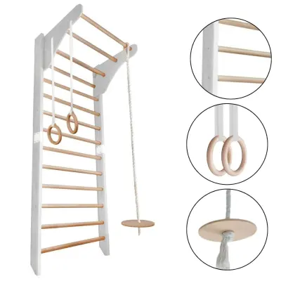 Kinder Lesena Gimnastična Lestev - Bel Bor Komplet