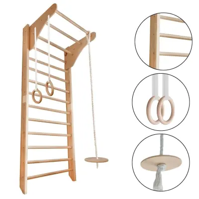 Lesena Gimnastična Stenska Lestev s Pripomočki