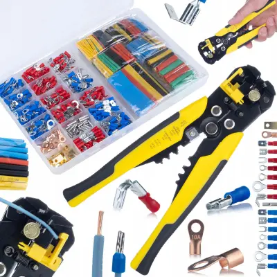 ROSFIX SET IZOLIRANI KONEKTORJI IN TOPLOTNO SKRČLJIVE CEVI – 678 KOSOV + ORODJE | 0,2–6 MM², 600 V, PVC, AWG