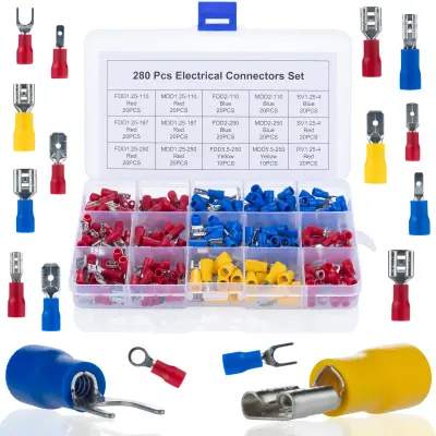 ROSFIX SET ELEKTRIČNIH KONEKTORJEV – 280 KOS V 15 VELIKOSTIH | IZOLIRANI, VODOOPORNI, V PLASTIČNI ŠKATLI