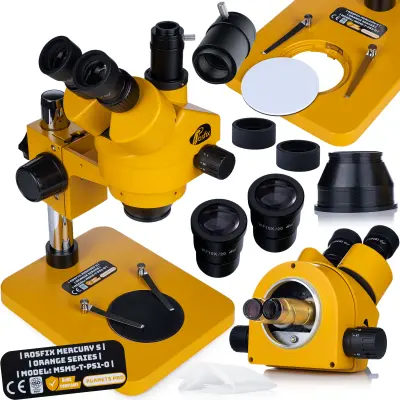 ROSFIX MERCURY S MSMS-T-PS1-O TRINOKULARNI MIKROSKOP – ZOOM 7–45X, WF10X/20, DELOVNA RAZDALJA 100 MM | GREENOUGH OPTIKA | ZA LABORATORIJ IN SERVIS