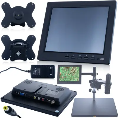 ROSFIX ZASLON 8 PALCEV ZA MIKROSKOP – 1024X768, HDMI/VGA/AV/BNC, 5 MS, 200X160X30 MM | NASTAVLJIV NOSILEC