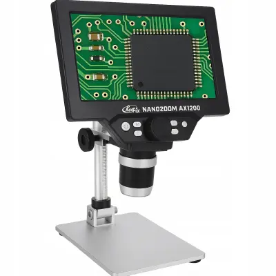 ROSFIX NANOZOOM AX1200 – DIGITALNI MIKROSKOP Z 7" LCD | 12MP, 1080P, 1200X ZOOM, LED, USB, MICROSD | ZA SERVIS, LABORATORIJ, HOBI