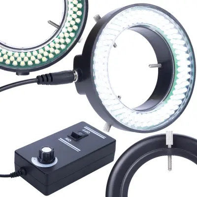 ROSFIX OSVETLJEVALNIK ZA MIKROSKOP 144XLED – NASTAVLJIVA SVETLOST, Ø60–95 MM, VGRAJEN NAPAJALNIK