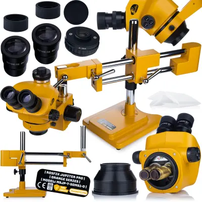 ROSFIX JUPITER PRO MSJP-T-SDMS1-O – TRINOKULARNI STEREOSKOPSKI MIKROSKOP | 7X–50X ZOOM, SUVNICA X/Y, GLAVA 360° | ZA SERVIS, SMT, LABORATORIJ