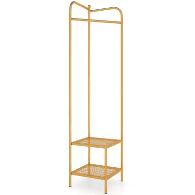 Kovinsko vogalno stojalo za plašče z zgornjim kavljem Prostostoječe stojalo za plašče Zlato