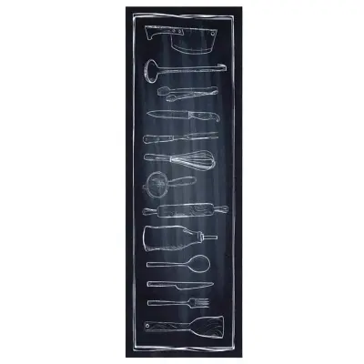 vidaXL Kuhinjska podloga Toile Črna 180 x 60 cm Žamet