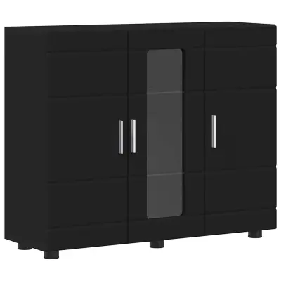 vidaXL Strani šal s polico Črna 55.5 x 29 x 100 cm Konstruiran les