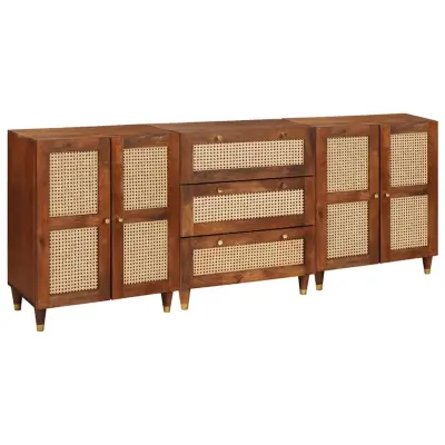 vidaXL Kredenca 3 pcs Rjava 180 x 33 x 75 cm Trden mangov les