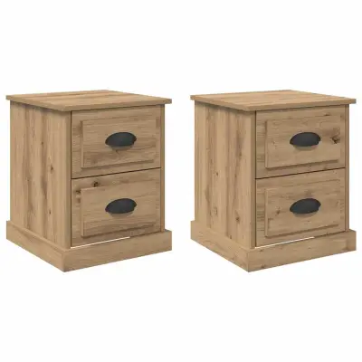 vidaXL Nočna omarica s predalom 2 pcs artisan hrast 39 x 39 x 47.5 cm